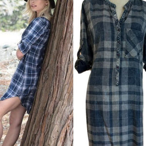cloth & stone - plaid shirt dress/tunic - hi-lo